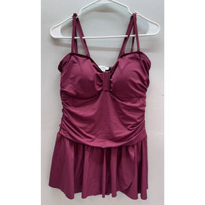 Sundance Catalog “Seas The Day” One Piece Burgundy Swim Suit Large Orig $128